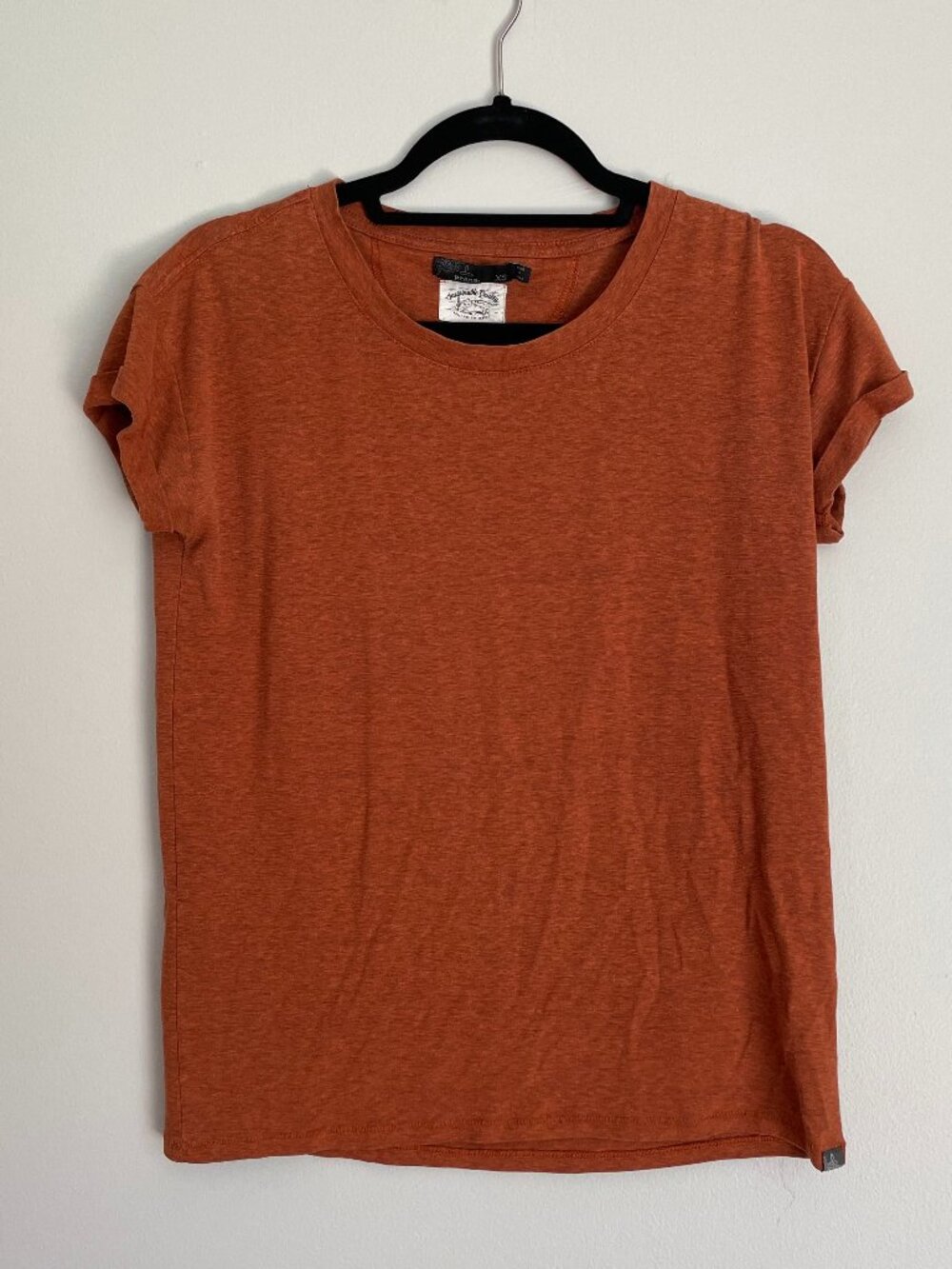 prAna Cozy Up T-Shirt burnt orange, size XS